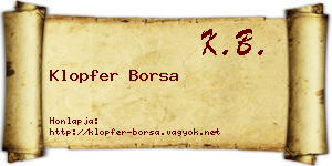 Klopfer Borsa névjegykártya